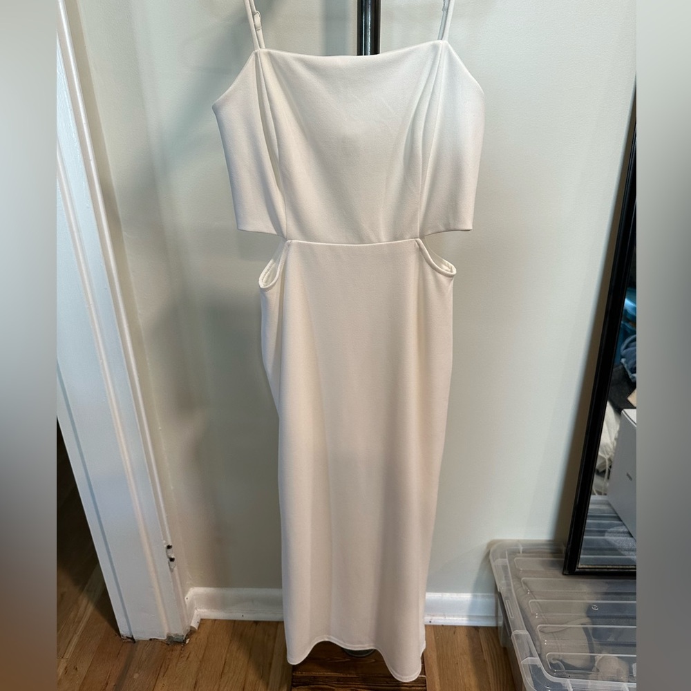 White Cutout Midi Dress